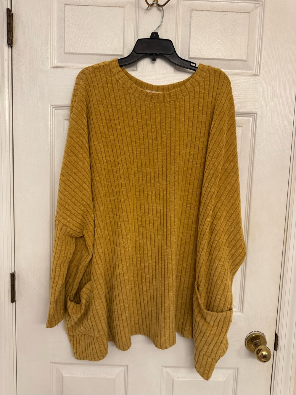 Chic Soul 2X Mustard Ribbed Oversized Dolman Sweater Plus Size
